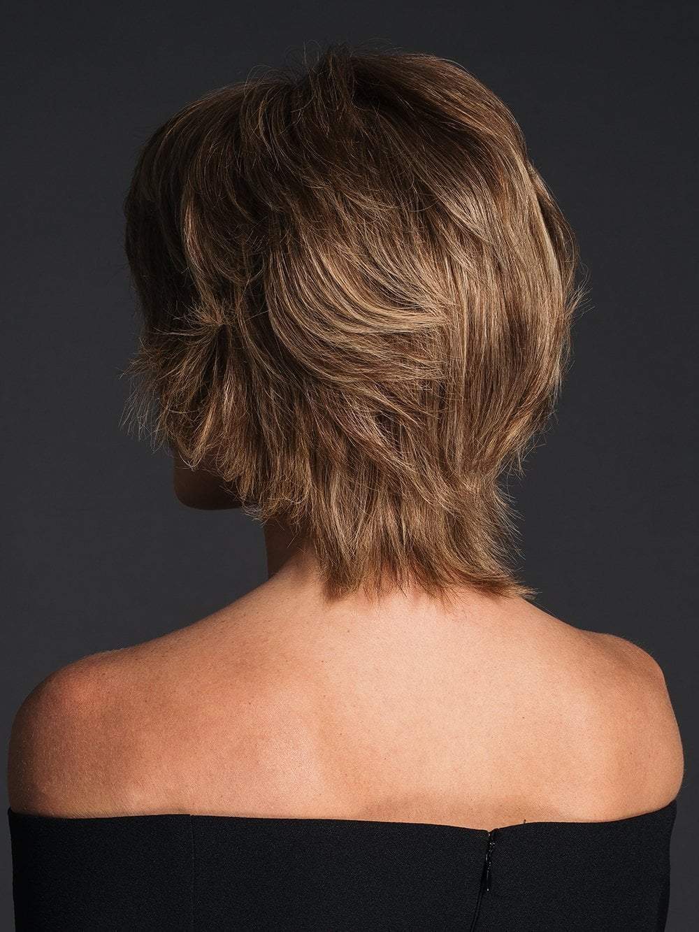 APPLAUSE by RAQUEL WELCH in R11S+ GLAZED MOCHA | Warm Medium Brown with Golden Blonde Highlights on Top (Style has been blow dried and shaping creme was used for this look)