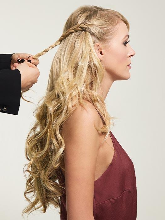 20" Invisible HF Synthetic Hair Extensions by hairdo in R14/88H | Golden Wheat | Medium Blonde Streaked With Pale Gold Highlights