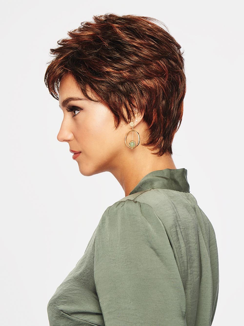 WINNER PETITE by RAQUEL WELCH | 20th Anniversary | R6/28H COPPERY MINK | Dark Medium Brown Evenly Blended with Vibrant Red Highlights