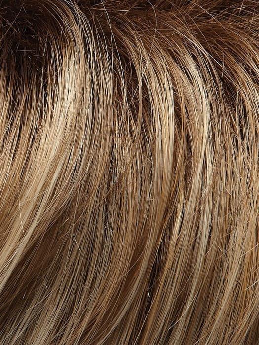 12FS8 - Light golden brown, Light natural golden blonde & Pale natural golden blonde shaded with dark brown roots