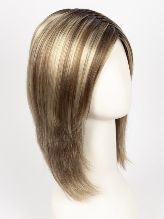 RH12/26RT4 | Light Brown w/Fine Golden Blonde Highlights & Dark Brown Roots