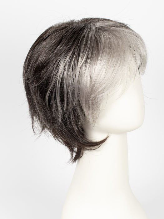 MIDNIGHT PEARL | Darkest Brown Base Blended with Silver and Dramatic Silver Bangs