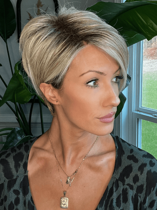 Jenna Fail @jenna_fail wearing ADVANCED FRENCH by RAQUEL WELCH WIGS in color RL19/23SS SHADED BISCUIT | Light Ash Blonde Evenly Blended with Cool Platinum Blonde with Dark Roots