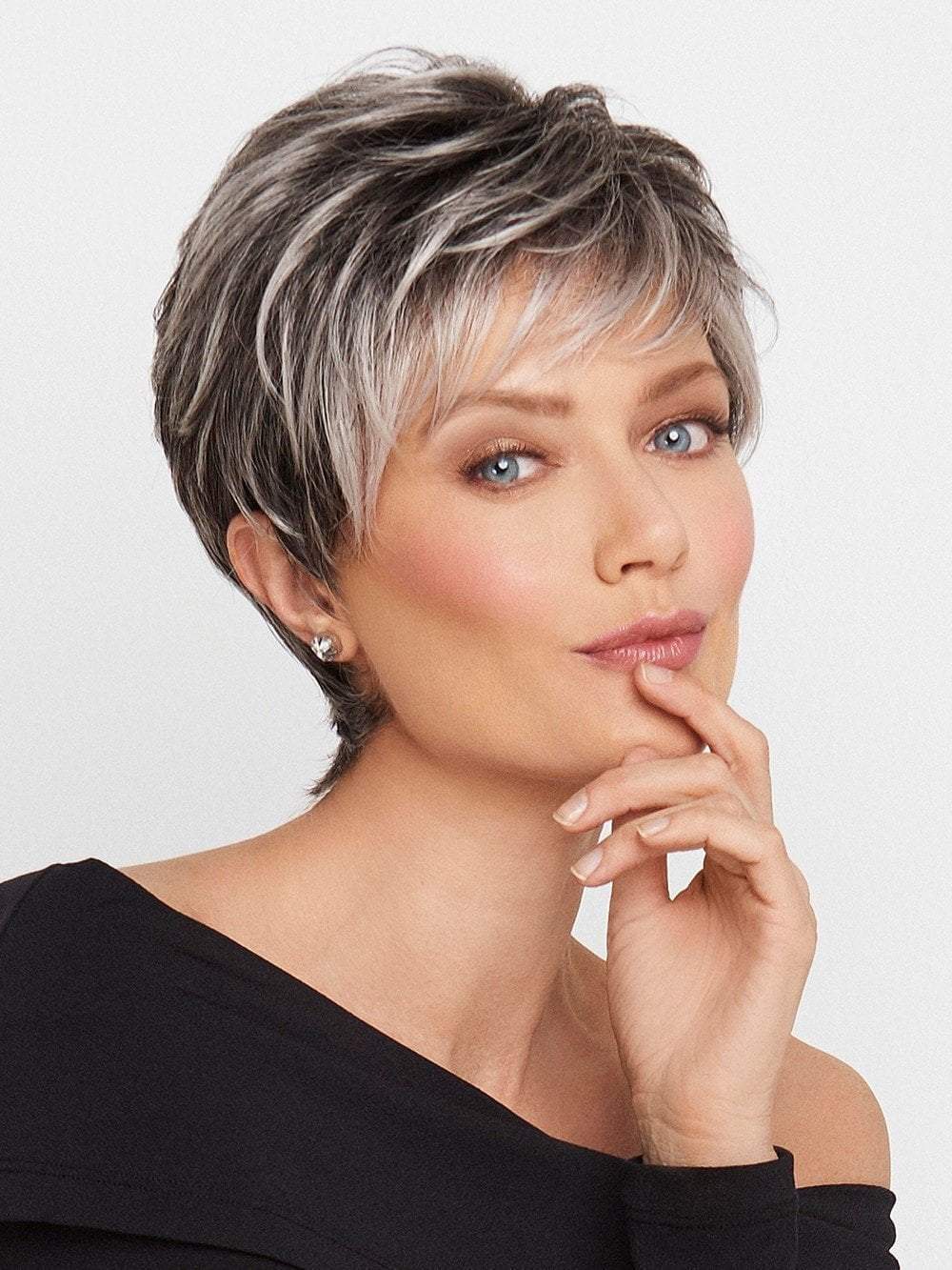 CRUSHING ON CASUAL by Raquel Welch in SS44/60 SHADED SUGARED LICORICE | Salt Dark Brown with Subtle Warm Highlights Roots