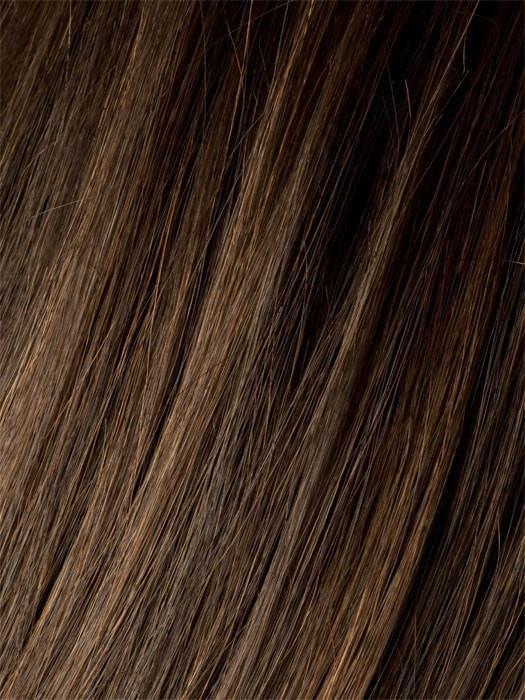 Color Chocolate-Rooted = Medium to Dark Brown base with Light Reddish Brown highlights and Dark Roots