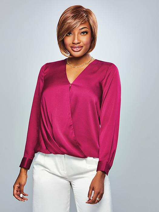 A flattering, chin-length bob wig