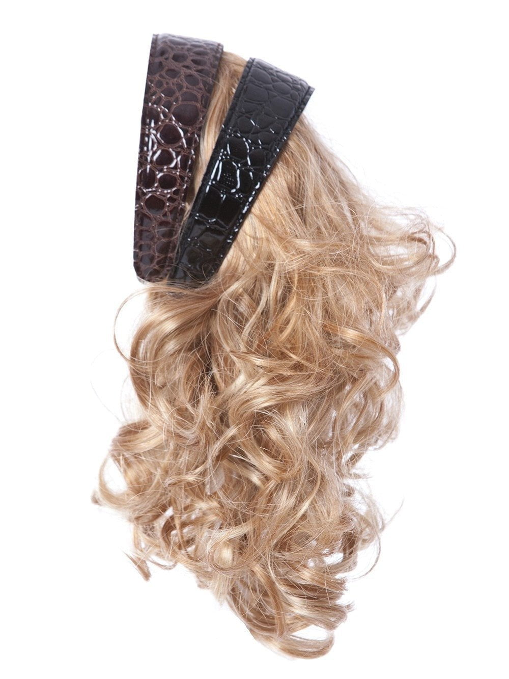 Includes 2 interchangeable headbands in Black & Brown Crocodile
