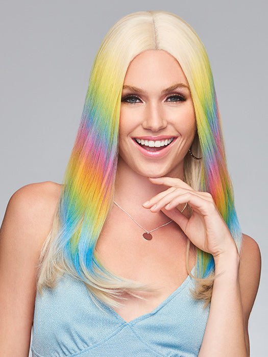 DANCE TILL DAWN by Hairdo in Dance Till Dawn | A burst of Pastel Rainbow Hues on Platinum Blonde hair
