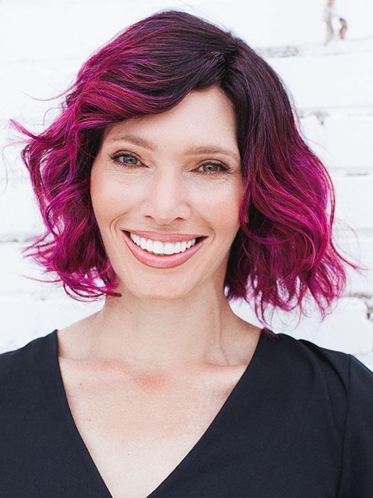 ADELINE by RENE OF PARIS in PLUMBERRY-JAM LR | Medium Plum with Dark roots with mix of Red/Fuschia With Long Dark Roots