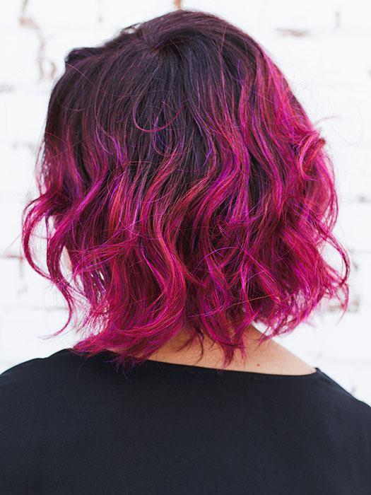 ADELINE by RENE OF PARIS in PLUMBERRY-JAM LR | Medium Plum with Dark roots with mix of Red/Fuschia With Long Dark Roots