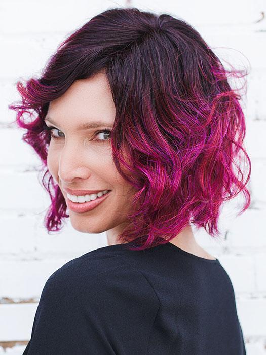 ADELINE by RENE OF PARIS in PLUMBERRY-JAM LR | Medium Plum with Dark roots with mix of Red/Fuschia With Long Dark Roots