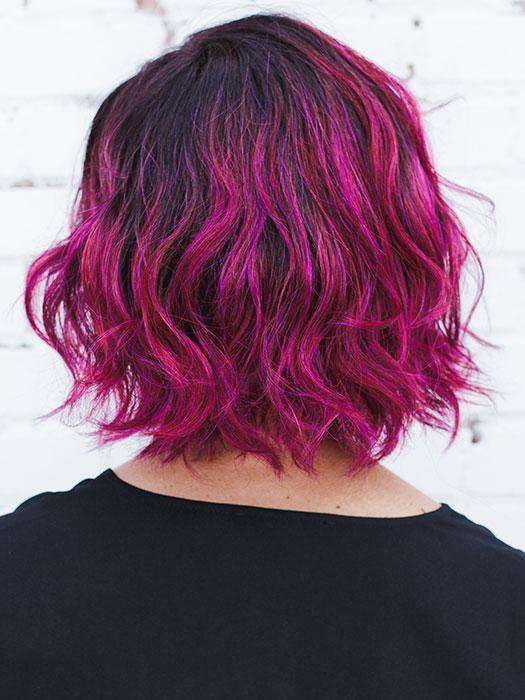 ADELINE by RENE OF PARIS in PLUMBERRY-JAM LR | Medium Plum with Dark roots with mix of Red/Fuschia With Long Dark Roots