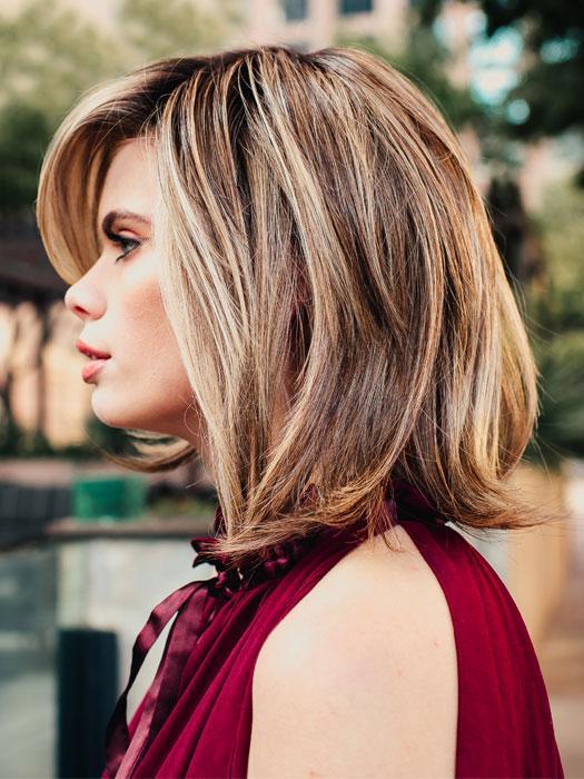 BIG TIME by RAQUEL WELCH in RL12/22SS SHADED CAPPUCCINO | Light Golden Brown Evenly Blended with Cool Platinum Blonde Highlights with Dark Roots