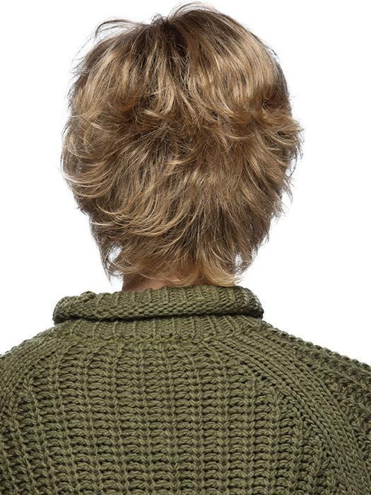 FINN by ESTETICA in R24/18BTRT8 | Light ash brown blended and tipped with medium gold blonde highlights with medium gold brown roots.