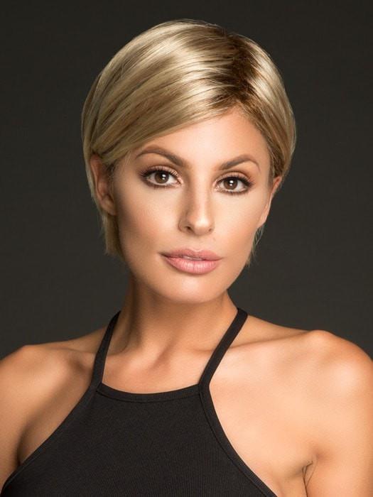 JAVA by Ellen Wille in CHAMPAGNE ROOTED | Light Beige Blonde, Medium Honey Blonde, and Platinum Blonde Blend with Dark Roots
