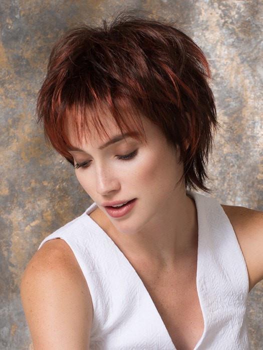 PLAY by Ellen Wille in FLAME MIX | Dark Burgundy Red, Bright Cherry Red, and Dark Auburn BlendD28 26-27-20 GINGER MIX Light Honey Blonde, Light Auburn, and Medium Honey Blonde Blend