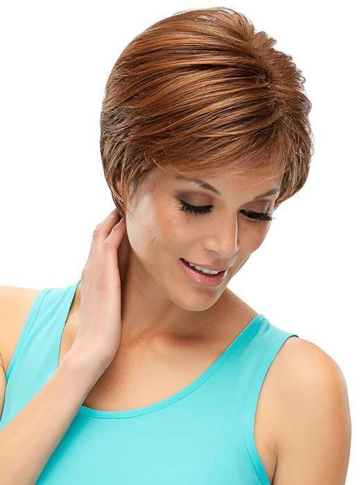 The part is slightly teased and blends in with the deeper lace front
