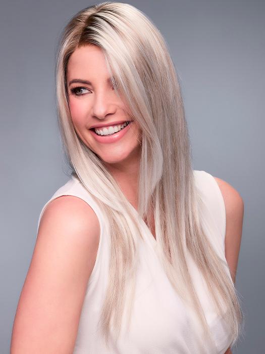 ZARA LITE by Jon Renau in FS17/101S18 PALM SPRINGS BLONDE | Light Ash Blonde with Pure White Natural Violet Bold Highlights, Shaded with Dark Natural Ash Blonde