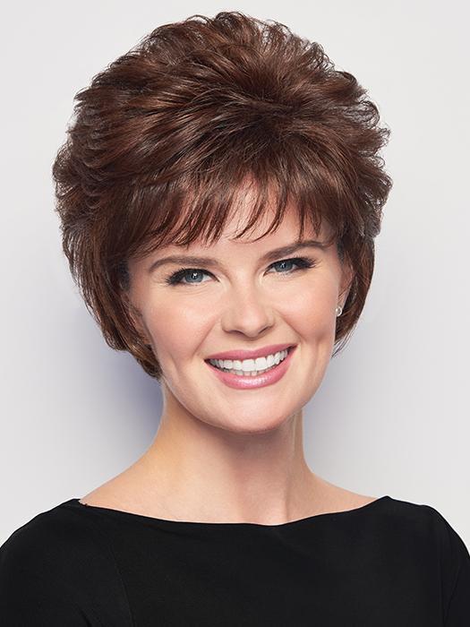 A short, all over layered cut that allows for varied styling options