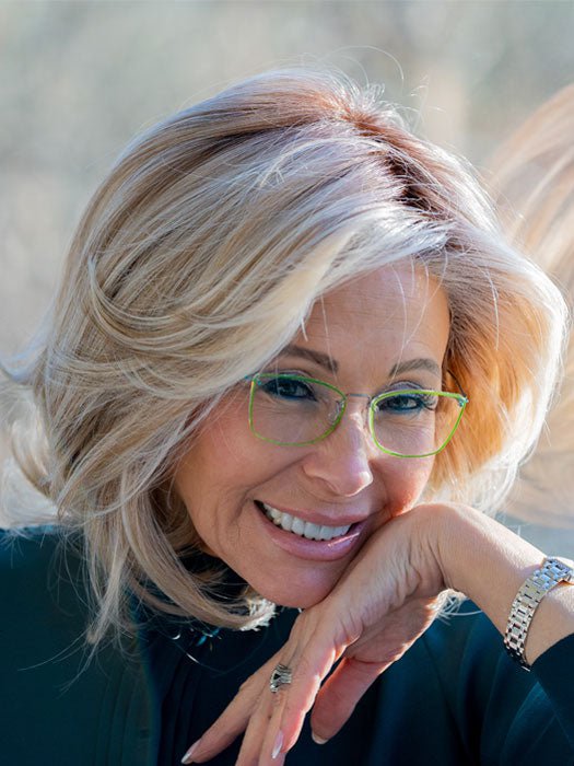 UPSTAGE by Raquel Welch featured on Amy Gibson in color: RL19/23SS SHADED BISCUIT