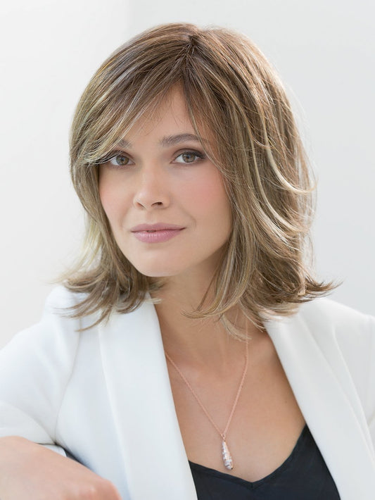 SPIRIT II Wig by ELLEN WILLE in BERNSTEIN ROOTED | Light Brown Base with Subtle Light Honey Blonde and Light Butterscotch Blonde Highlights and Dark Roots