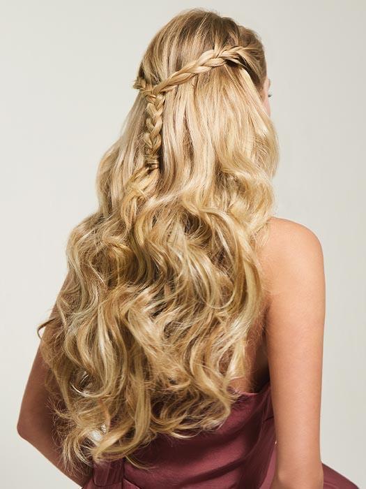 20" Invisible HF Synthetic Hair Extensions by hairdo in R14/88H | Golden Wheat | Medium Blonde Streaked With Pale Gold Highlights