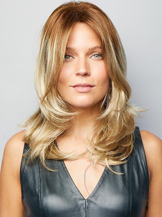 JULES by NORIKO in Creamy Toffee-LR | Rooted Dark with Light Platinum Blonde and Light Honey Blonde 50/50 blend