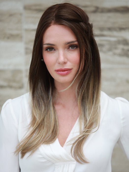 S8-18/26RO FAWN | Cascading Ombre Shade | Rich Dark Brown Roots blend with Honey and Platinum Blonde Hues at the Tips