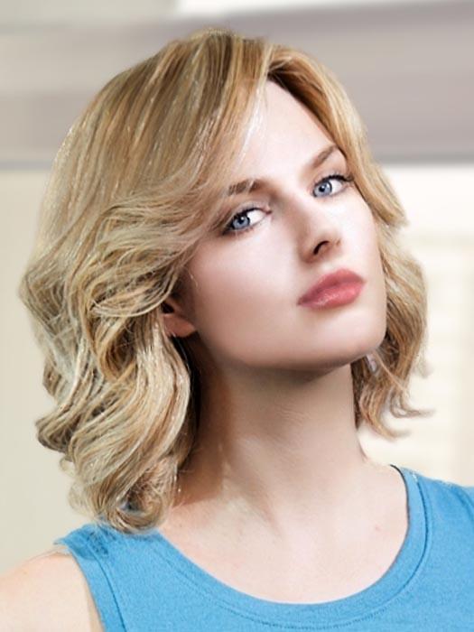 PLF 008HM by LOUIS FERRE in 140/14 SPRING HONEY | Medium Blonde Blended with Light Brown Tones (PIECE HAS BEEN CURLED TO GET THIS LOOK)