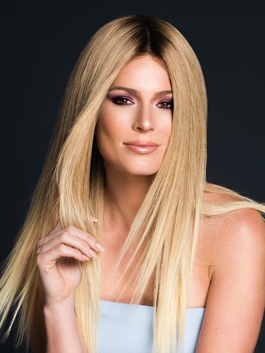 BLAKE by Jon Renau in 27T613S8 | Medium Red-Gold Blonde and Pale Natural Gold Blonde Blend, Shaded with Medium Brown (This piece has been styled and straightened)