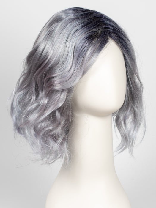 PASTEL-BLUE-R | Pastel periwinkle tone base with a dark black/purple root