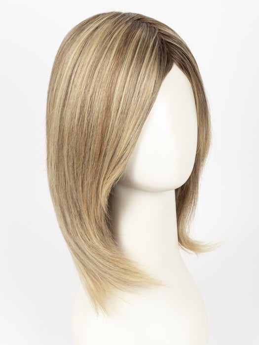 24BT18S8 | Medium Natural Ash and Light Natural Gold Blonde Blend, Shaded with Medium Brown