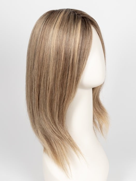 24BT18S8 SHADED MOCHA | Medium Natural Ash Blonde and Light Natural Gold Blonde Blend with Light Natural Gold Blonde tips, Shaded with Medium Brown