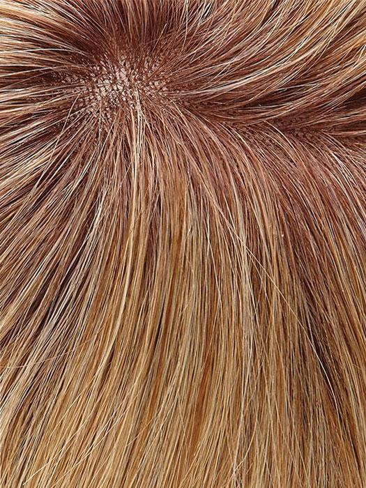 27T613S8 | Medium Natural Red-Gold Blonde and Pale Natural Gold Blonde Blend and Tipped, Shaded with Medium Brown