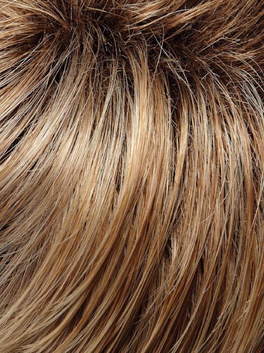 27T613S8 | Medium Natural Red-Gold Blonde and Pale Natural Gold Blonde Blend and Tipped, Shaded with Medium Brown