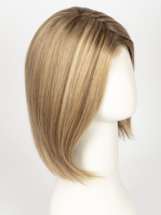 LIGHT BERNSTEIN ROOTED | Light Auburn, Light Honey Blonde, and Light Reddish Brown blend and Dark Roots