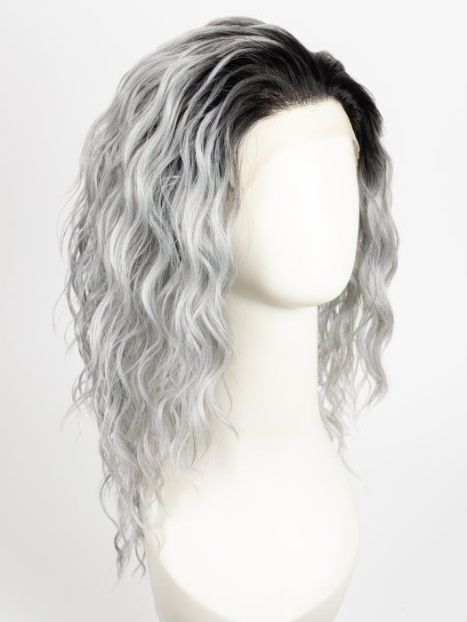 STT1B/TG | Gray and 5% Teal Mixed with Off Black Roots