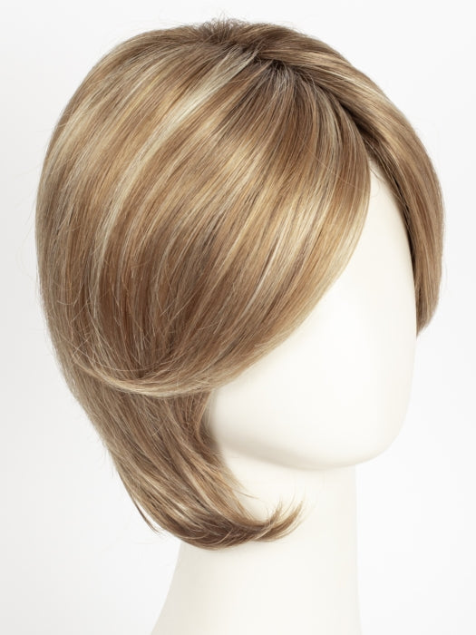 NUTMEG-F | Medium Blonde and Honey Brown Base Frosted with Platinum Blonde Highlights and Medium Golden Roots