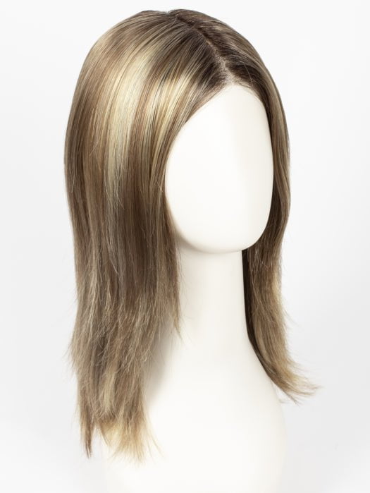 RH12/26RT4 | Light Brown with Chunky Golden Blonde Highlights and Dark Brown Roots