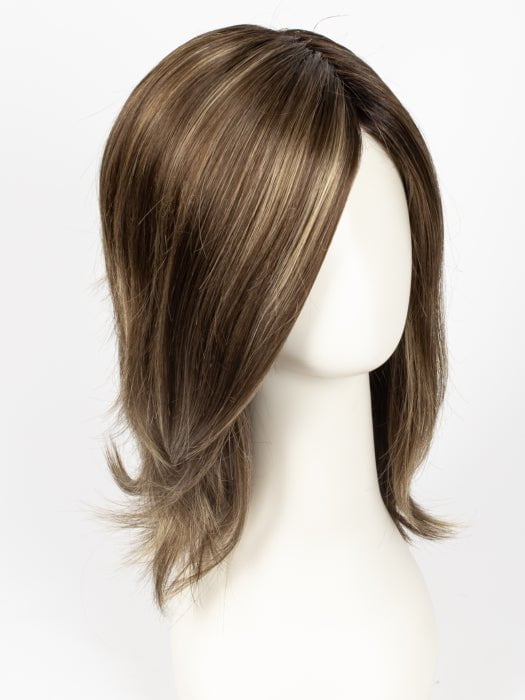 ICED-MOCHA-R | Rooted Dark Brown with Medium Brown Base Blended with Light Blonde Highlights