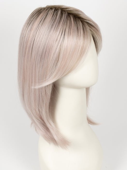 PASTEL-ROSE-SHADED | Pearl Platinum, Silver White and Pastel Pink blend with dark shaded roots