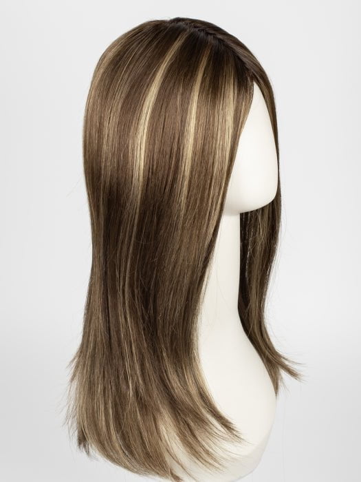 ICED-MOCHA-R | Rooted Dark Brown with Medium Brown Base Blended with Light Blonde Highlights