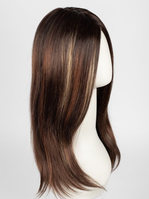 RAZBERRY-ICE-LR | Dark Auburn with Medium Auburn Base with Copper and Strawberry Blonde Highlights with Longer Dark Roots