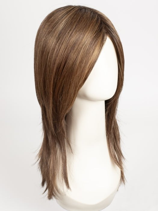 CHOCOLATE-ROOTED 830.27.6 | Medium and Dark Brown with Light Auburn and Dark Strawberry Blonde Blend with Shaded Roots