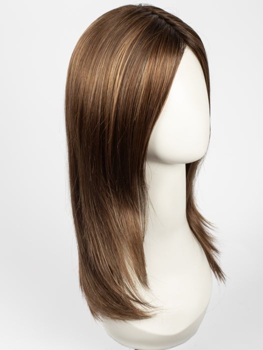 HONEY BROWN-R | Dark Roots on a warm medium brown base with Auburn and Honey Highlights