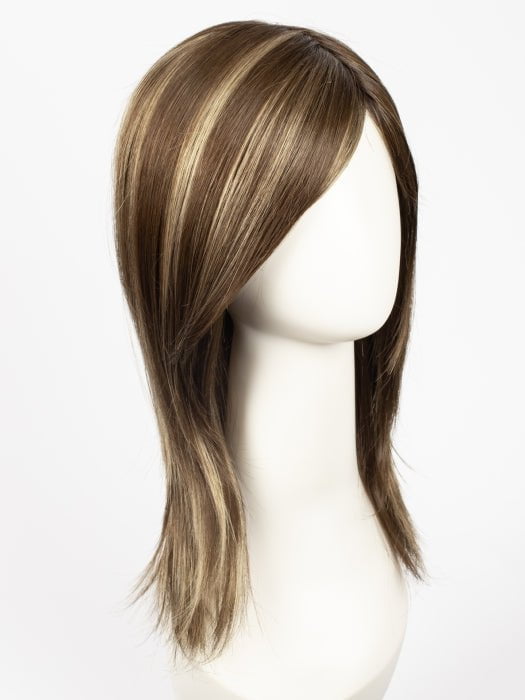 ICED-MOCHA-R | Rooted Dark Brown with Medium Brown Base Blended with Light Blonde Highlights