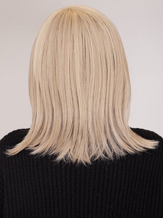 Roxie wearing RIVER by RENE OF PARIS in CREAMY-BLOND | Platinum and Light Gold Blonde evenly blended