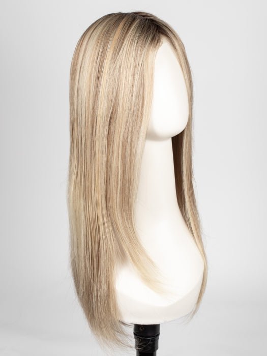 12FS8 | Medium Natural Gold Blonde, Light Gold Blonde, Pale Natural Blonde Blend, Shaded with Dark Brown