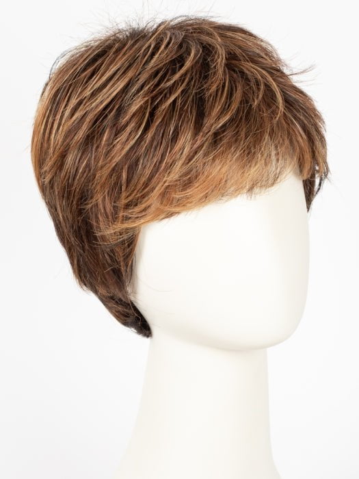 R3329S+ = Glazed Auburn | Rich Dark Reddish Brown with Pale Peach Blonde highlights