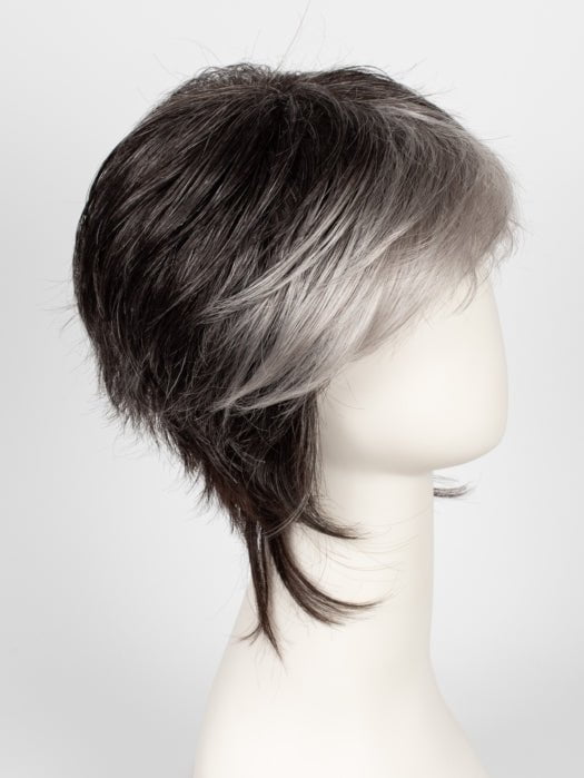 MIDNIGHT PEARL | Darkest Brown Base Blended with Silver and Dramatic Silver Bangs 